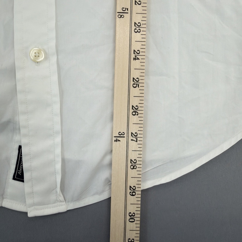 Abercrombie & Fitch Linen Shirt Men's Large White Button Up Long Sleeve Cotton - Picture 8 of 11